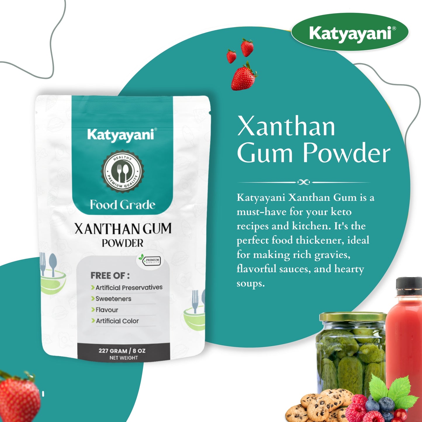 Xanthan Gum 227 gm (8oz)- Food Grade Green Garden Vibes Grades