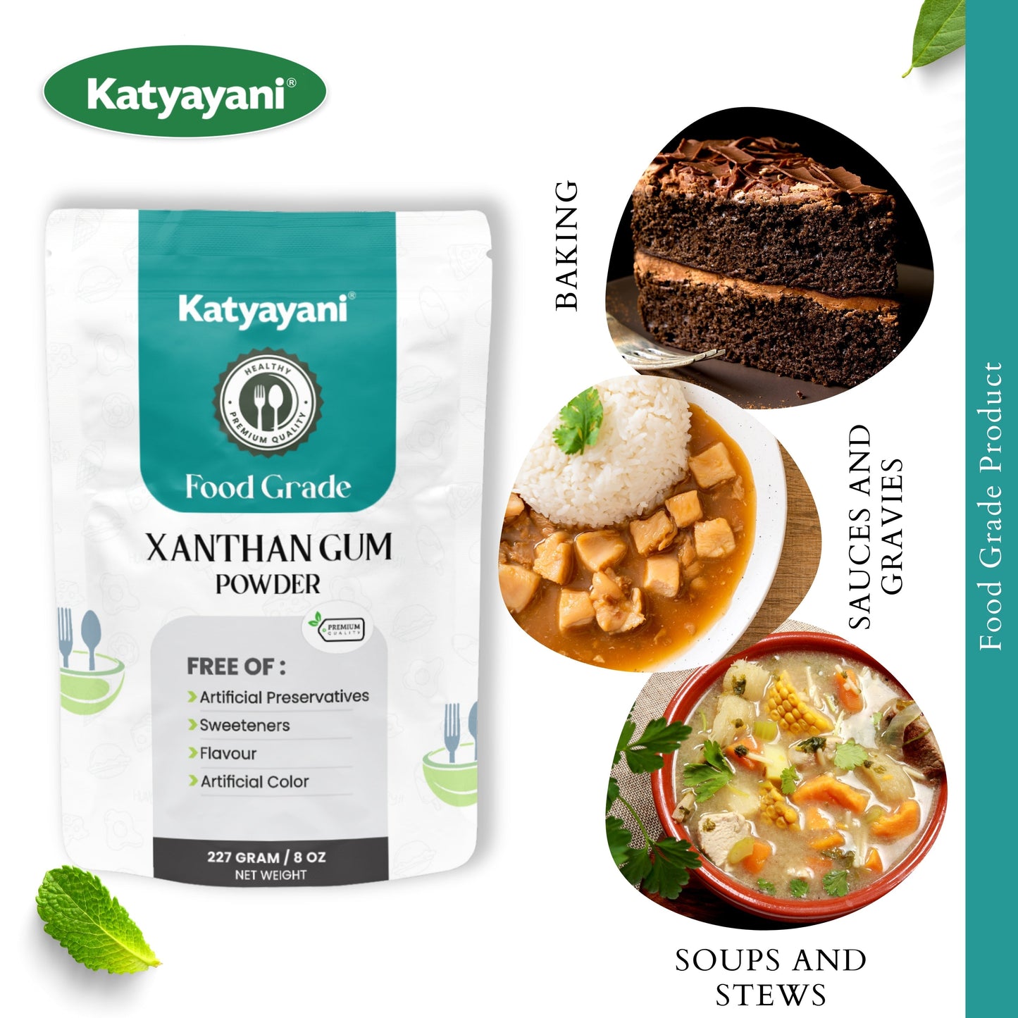Xanthan Gum 227 gm (8oz)- Food Grade Green Garden Vibes Grades
