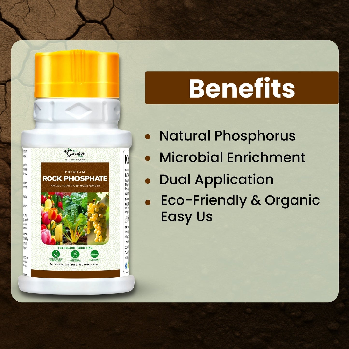 GGV Organic Premium Rock Phosphate (Boost Root Growth & Flowering) Green Garden Vibes Canada