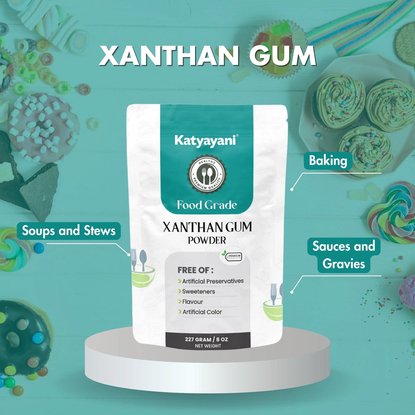 Xanthan Gum 227 gm (8oz)- Food Grade Green Garden Vibes Grades