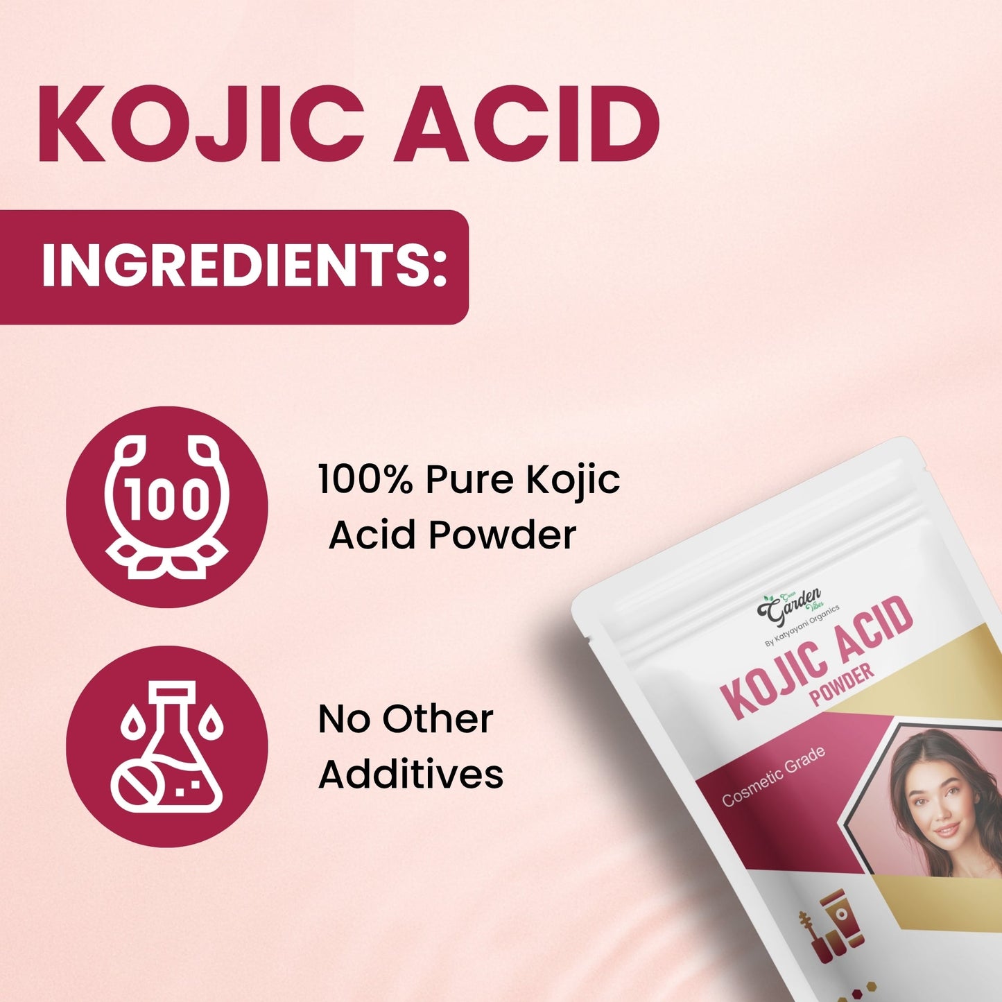 GGV Kojic Acid Powder-Cosmetic Grade 100 gm |Ideal for Skin-Brightening & Spot Reduction Green Garden Vibes Grades