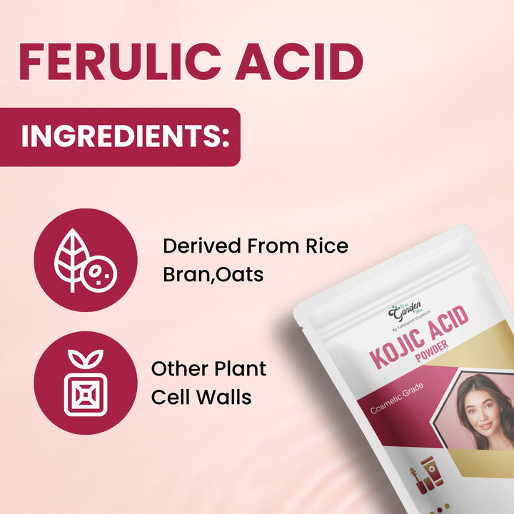 GGV Ferulic Acid Powder-Cosmetic Grade 28gm/ OZ | Anti-Aging Properties |Natural Antioxidant Green Garden Vibes Grades