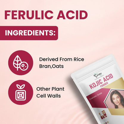 GGV Ferulic Acid Powder-Cosmetic Grade 28gm/ OZ | Anti-Aging Properties |Natural Antioxidant Green Garden Vibes Grades