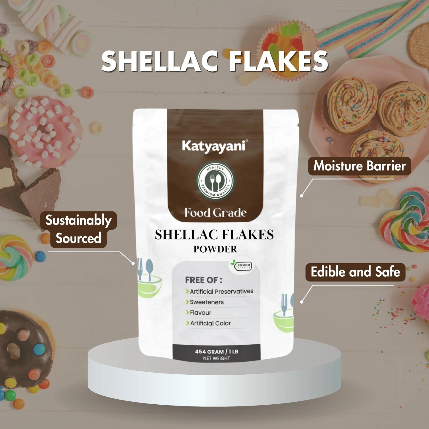 GGV Shellac Flakes 454 gm (1lb)- Food Grade Green Garden Vibes Grades