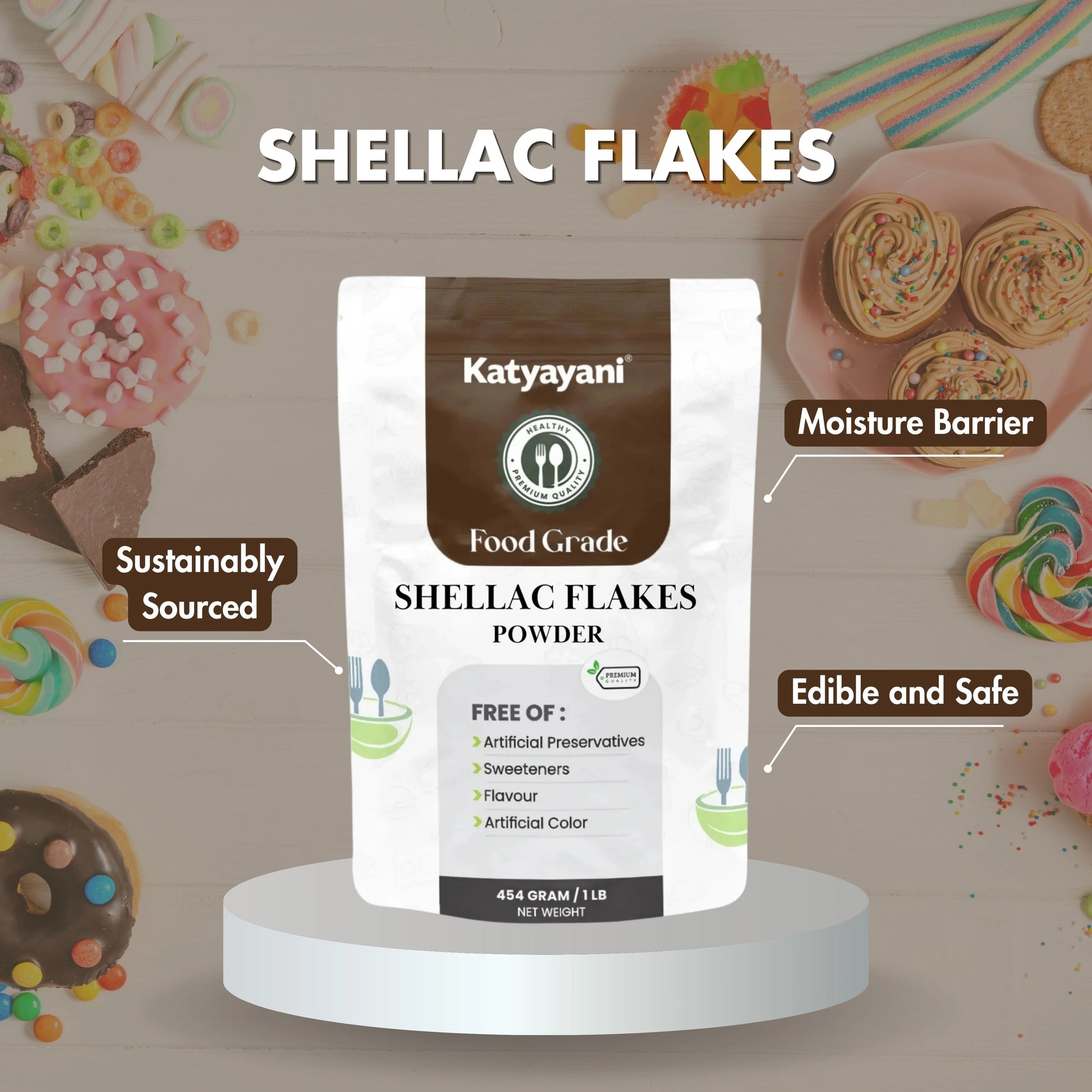 GGV Shellac Flakes 454 gm (1lb)- Food Grade Green Garden Vibes Grades