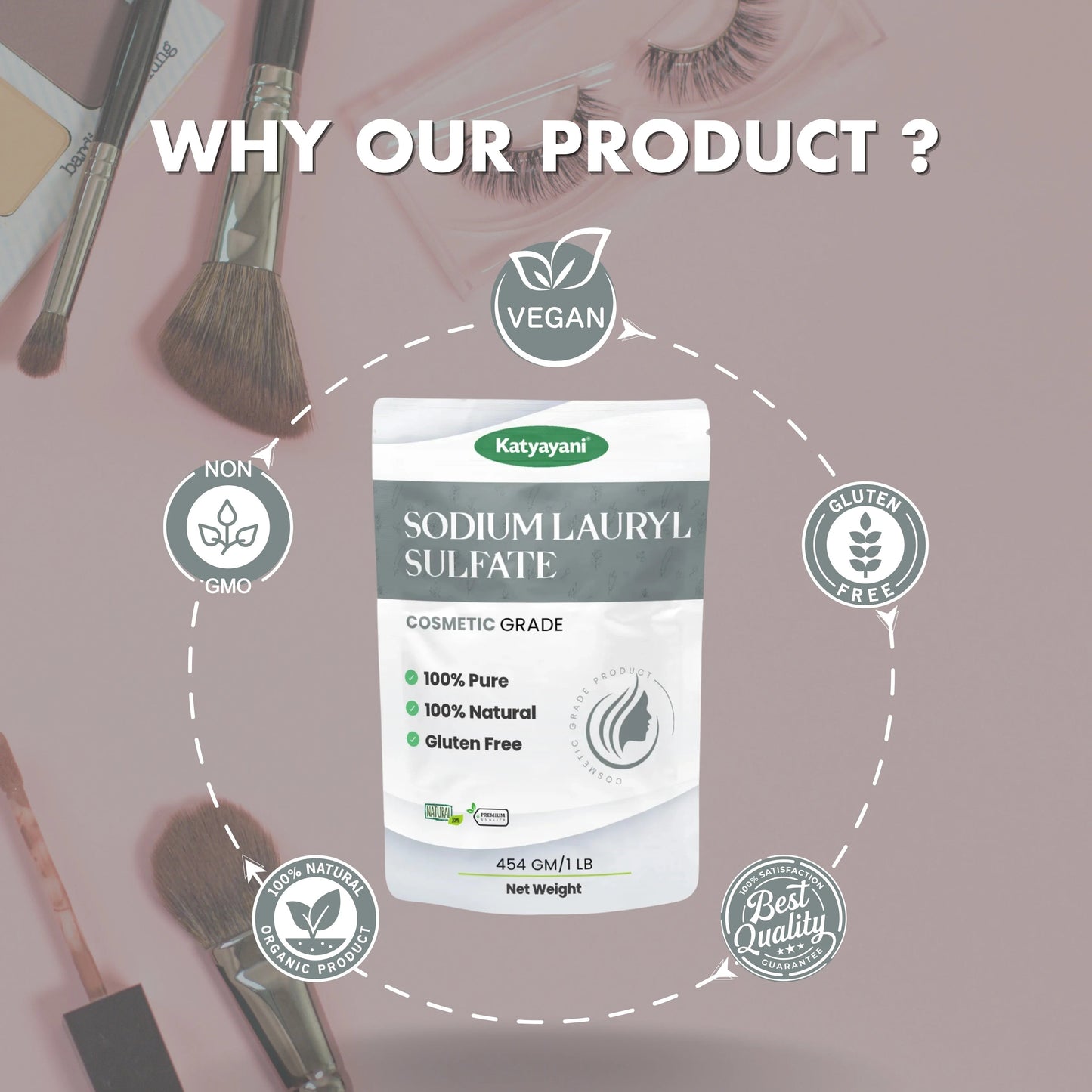 GGV Sodium Lauryl Sulfate-Cosmetic Grade 454 gm | Cleansing and Foaming Agent Green Garden Vibes Grades