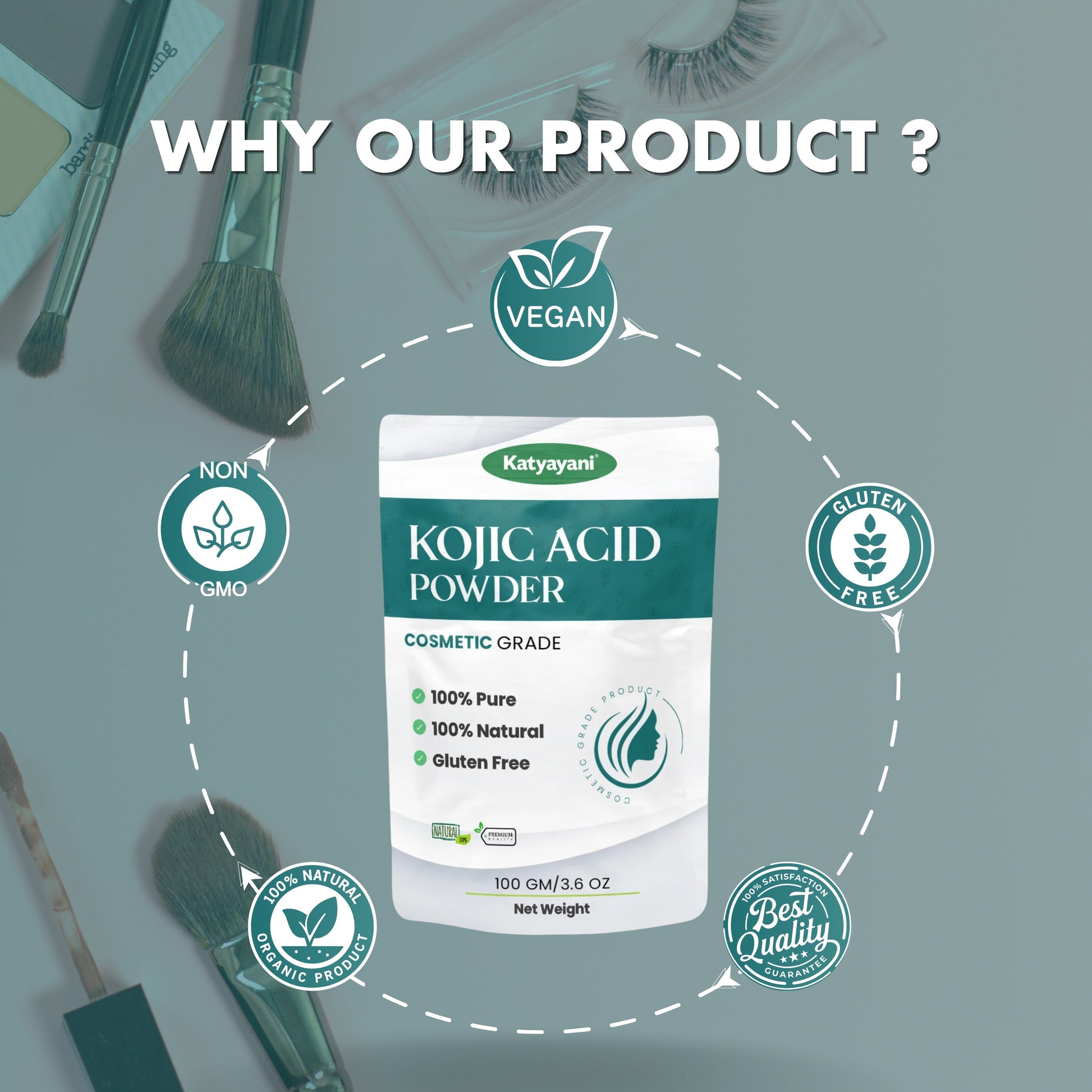 GGV Kojic Acid Powder-Cosmetic Grade 100 gm |Ideal for Skin-Brightening & Spot Reduction Green Garden Vibes Grades