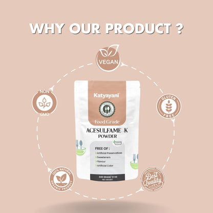 GGV Acesulfame Potassium Food grade 340gm (12oz) |Sugar-Free Sweetener for Cooking & Drinks Green Garden Vibes Grades