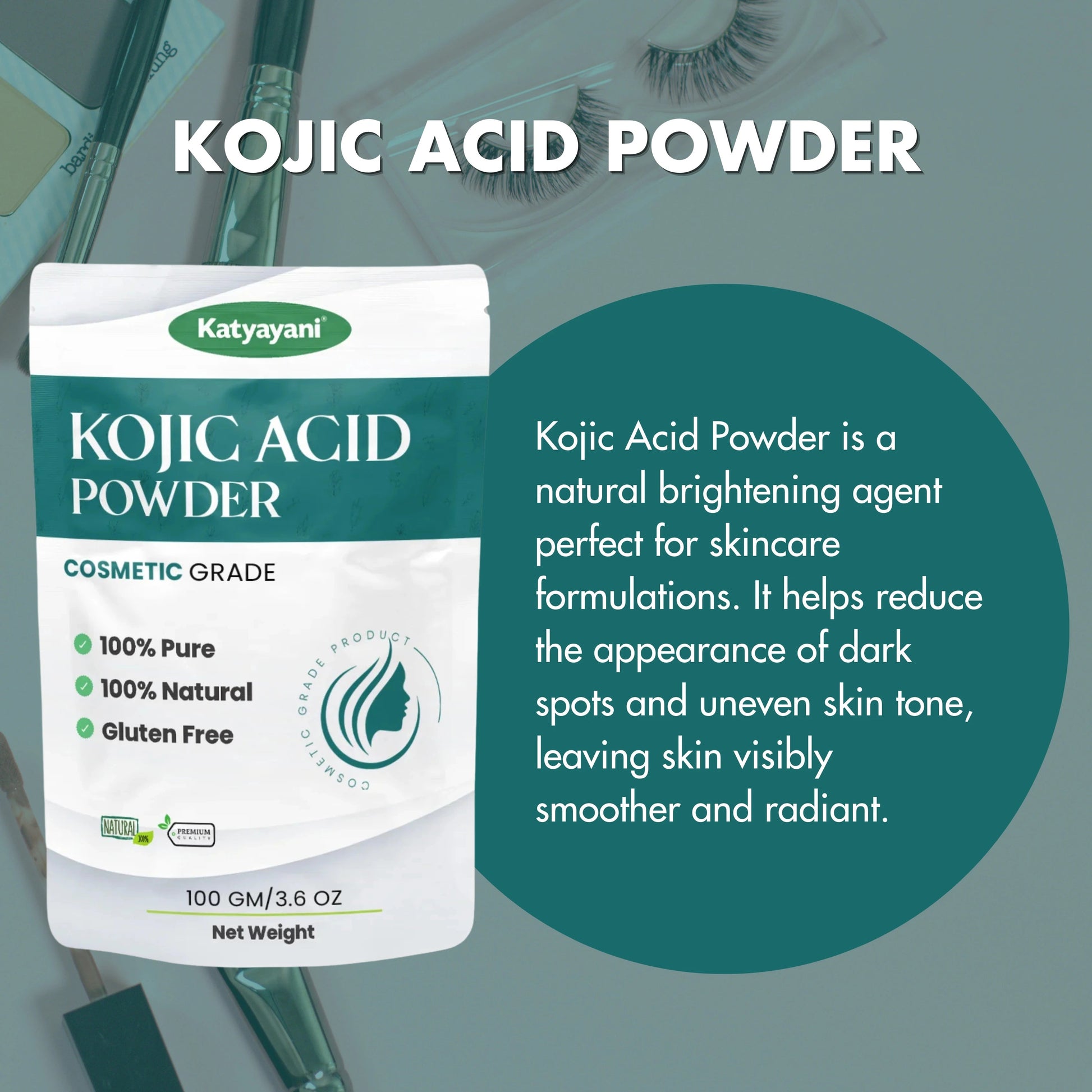 GGV Kojic Acid Powder-Cosmetic Grade 100 gm |Ideal for Skin-Brightening & Spot Reduction Green Garden Vibes Grades