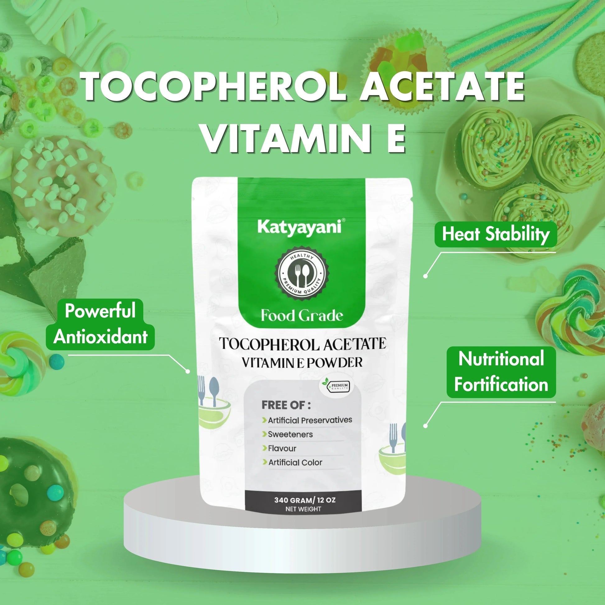 GGV Tocopherol Acetate Vitamin E Alpha 340gm (12oz)-Food Grade Green Garden Vibes Grades