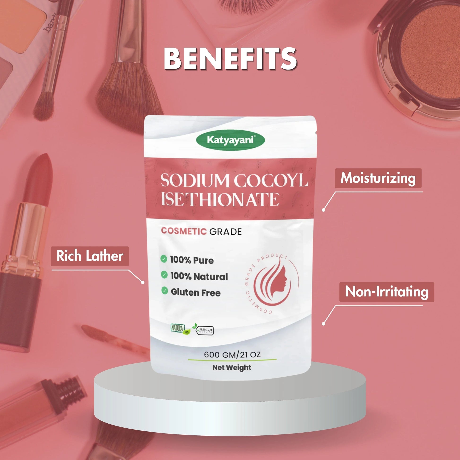 GGV Sodium Cocoyl Isethionate (SCI) Powder 600gm (21 oz)- Cosmetic Grade Green Garden Vibes Grades
