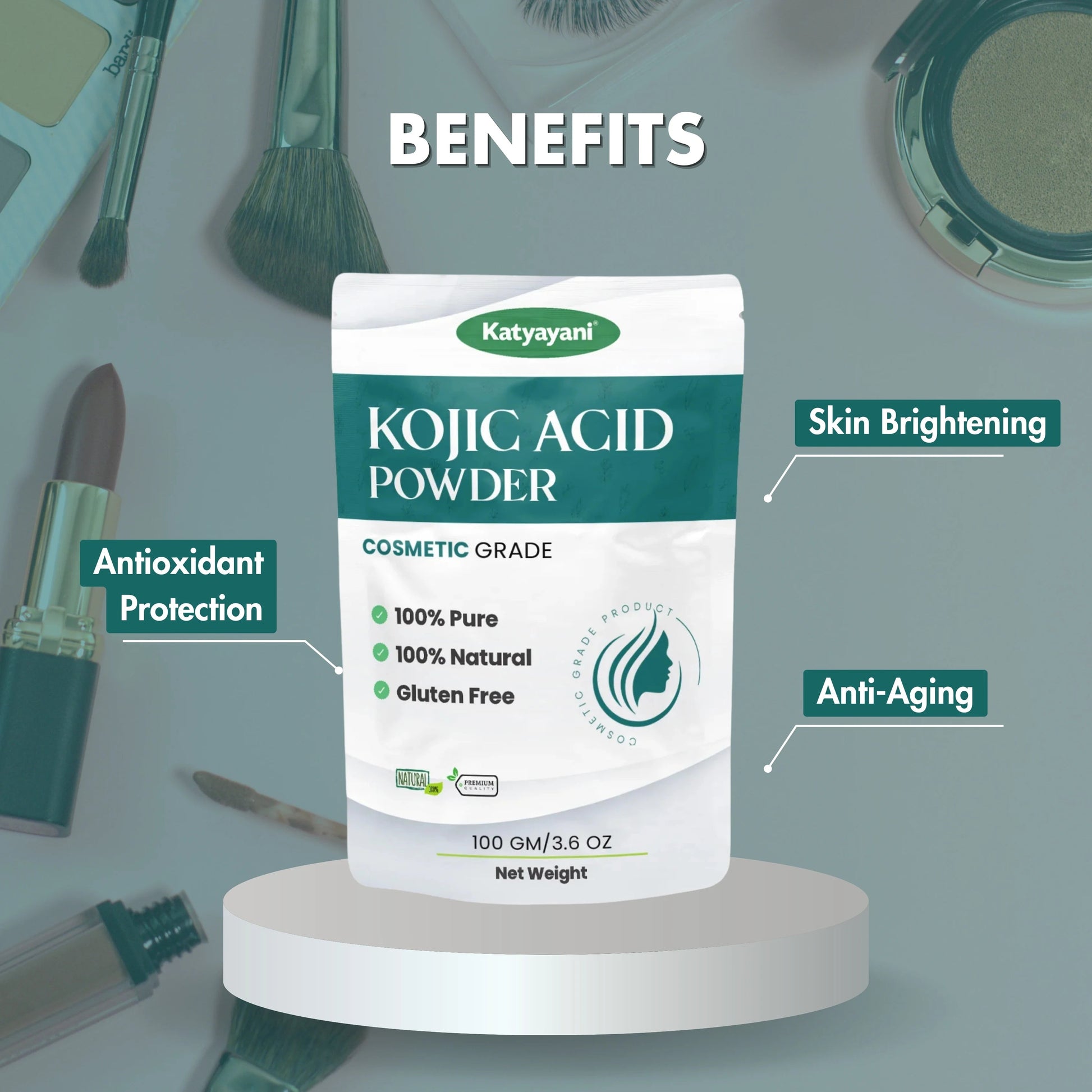 GGV Kojic Acid Powder-Cosmetic Grade 100 gm |Ideal for Skin-Brightening & Spot Reduction Green Garden Vibes Grades