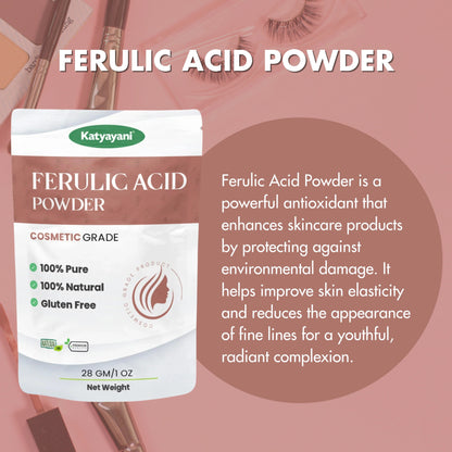 GGV Ferulic Acid Powder-Cosmetic Grade 28gm/ OZ | Anti-Aging Properties |Natural Antioxidant Green Garden Vibes Grades