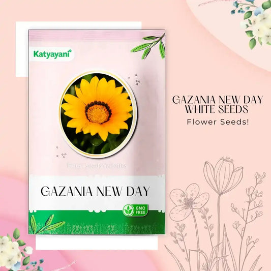 GGV Gazania New Day White Flowering Seeds(100 Seeds per Packet)