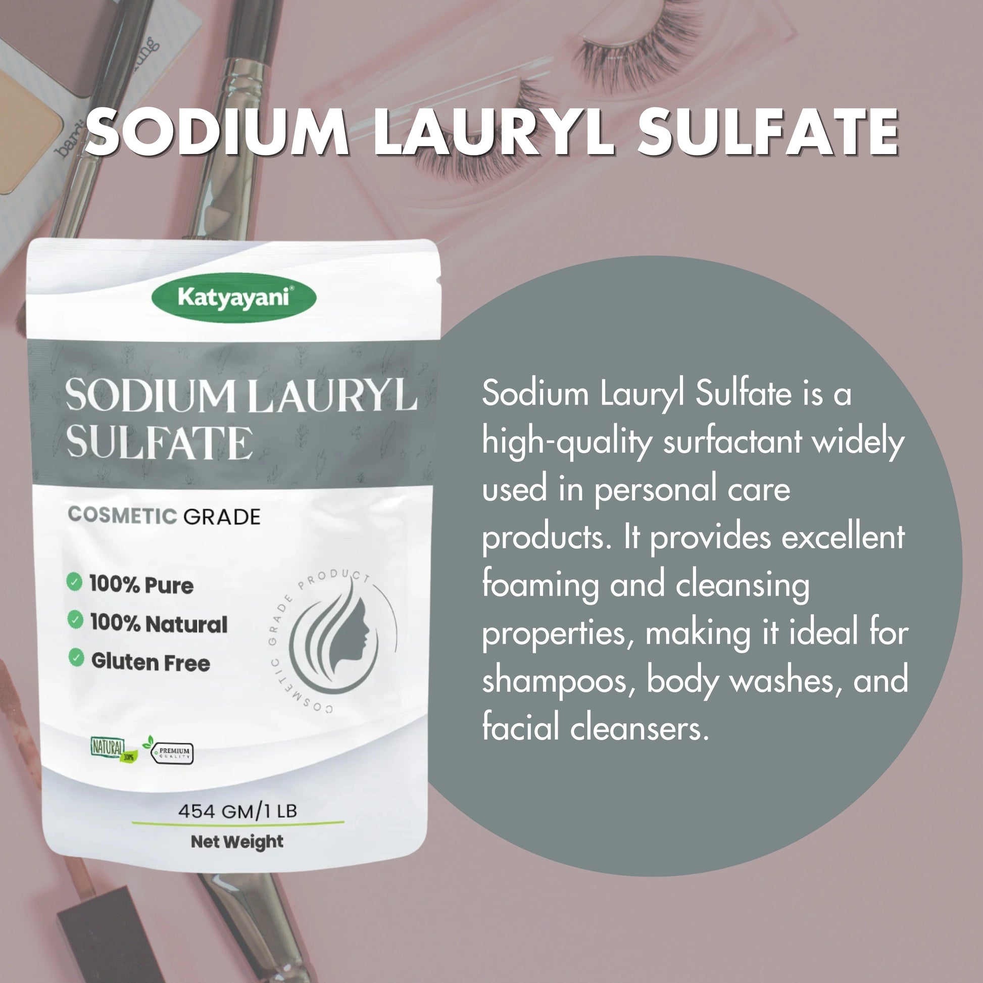 GGV Sodium Lauryl Sulfate-Cosmetic Grade 454 gm | Cleansing and Foaming Agent Green Garden Vibes Grades
