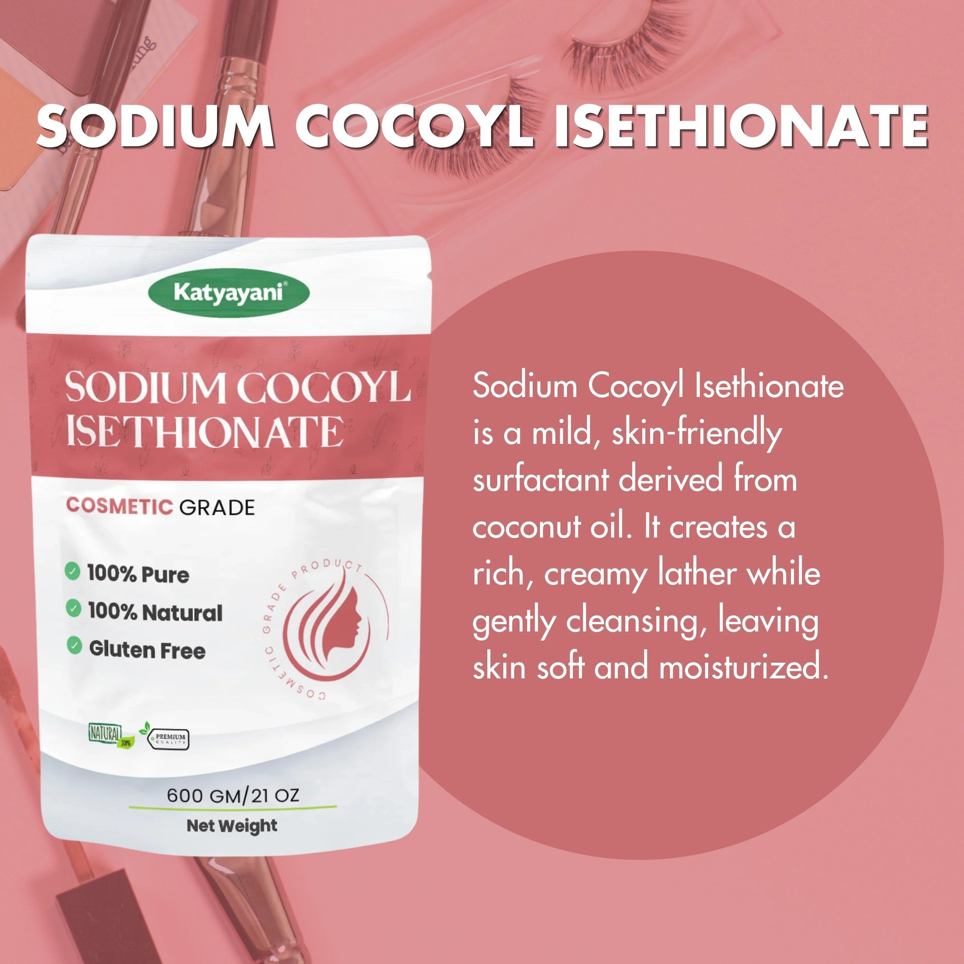 GGV Sodium Cocoyl Isethionate (SCI) Powder 600gm (21 oz)- Cosmetic Grade Green Garden Vibes Grades