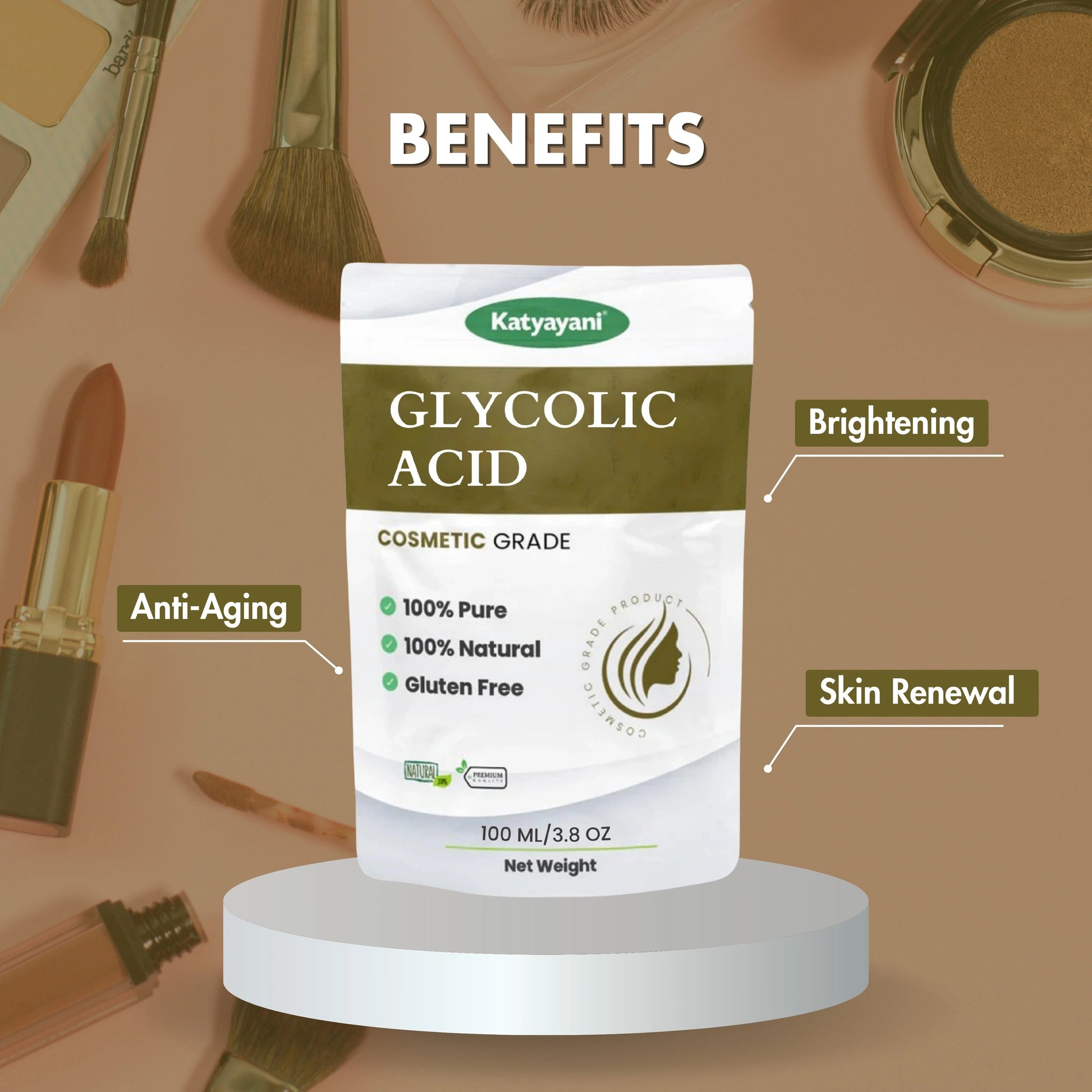 GGV Glycolic Acid - Cosmetic Grade 100 ml (3.38 oz) | Deep Cleansing & Brightening for All Skin Types Green Garden Vibes Grades