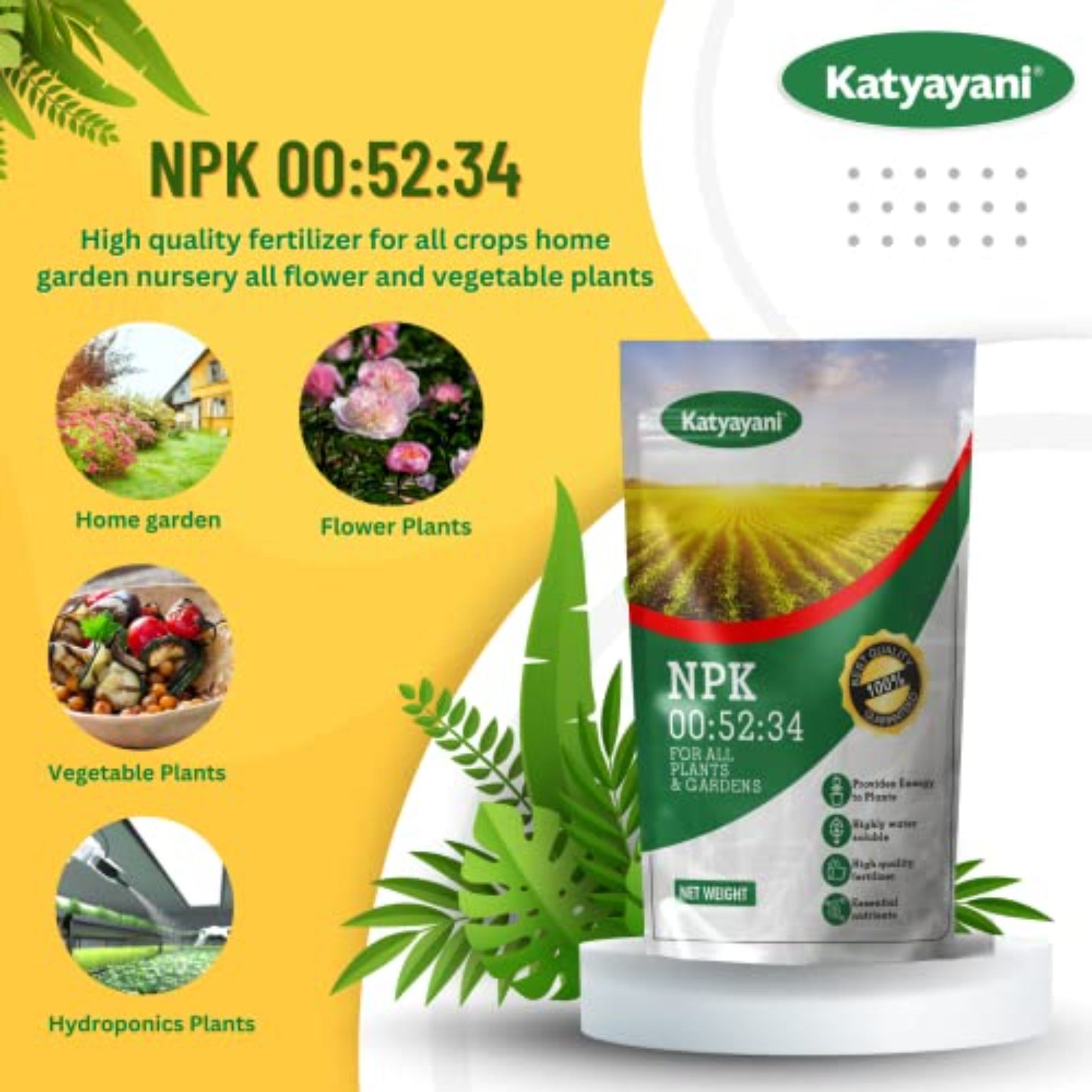 GGV NPK 00 52 34: Fertilizer Powder Green Garden Vibes Canada