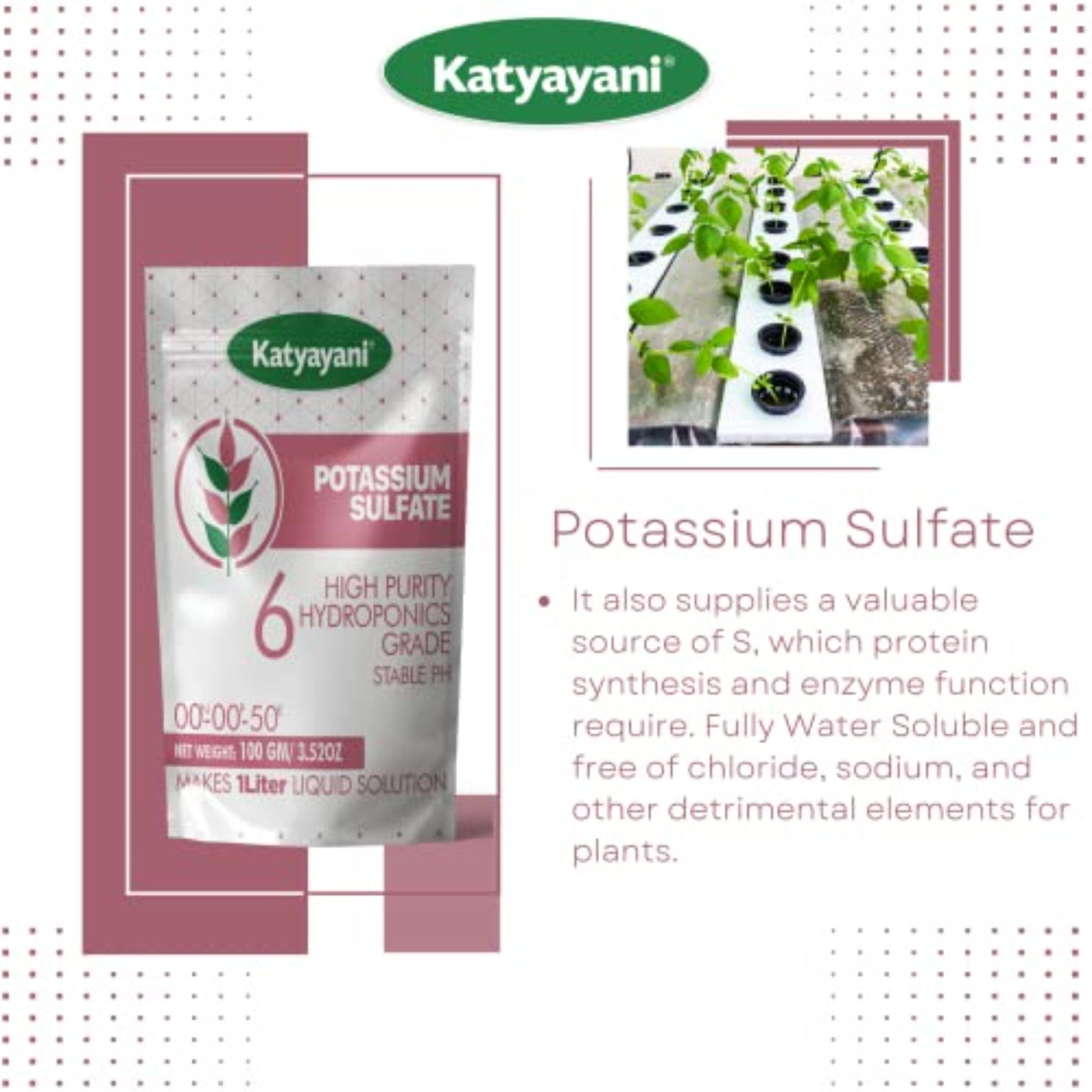 Hydroponic Grade Potassium Sulfate Nutrient 6 Green Garden Vibes Hydroponics